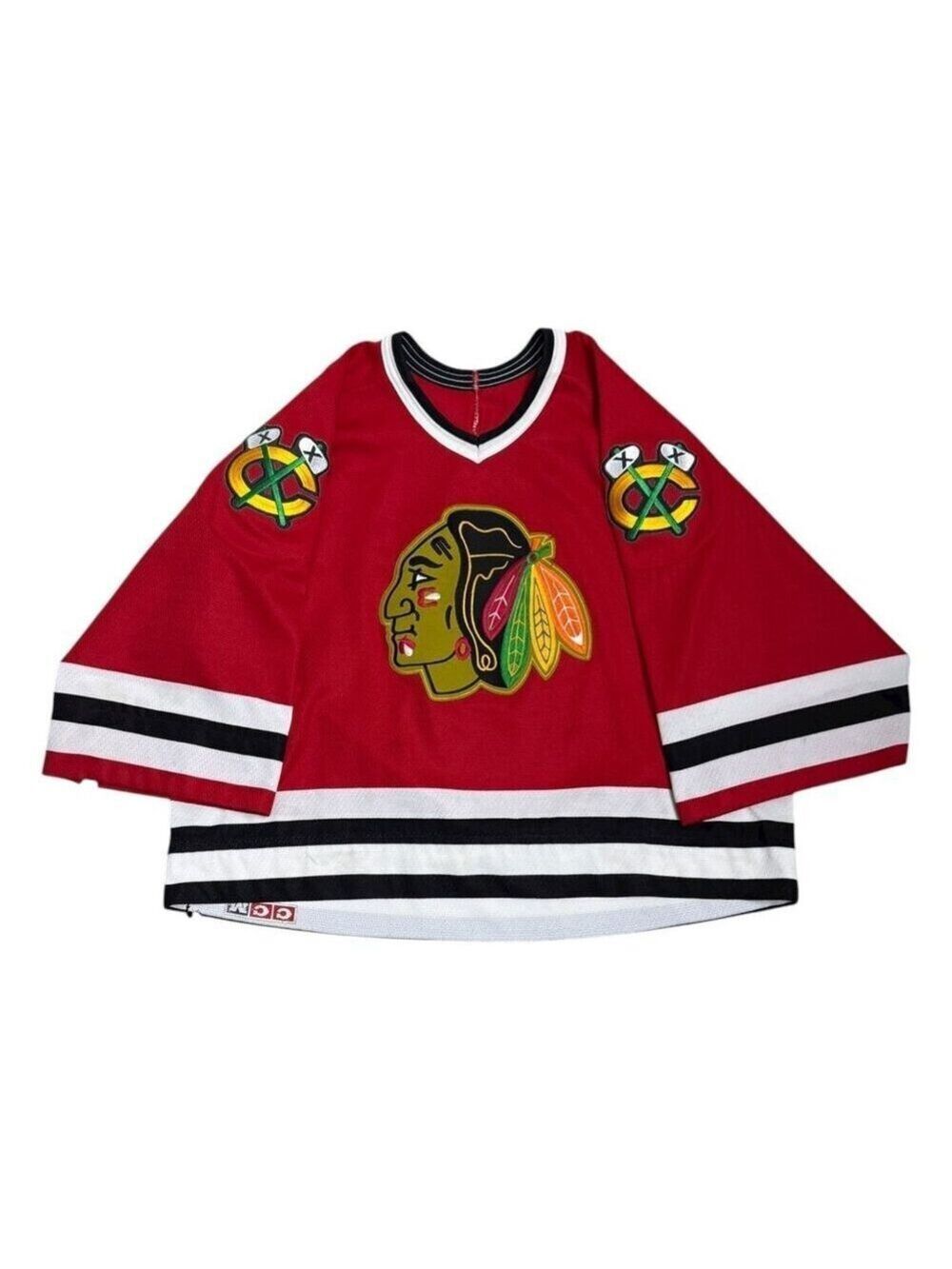 CHICAGO BLACKHAWKS Short Sleeve CROPPED Vintage 90s NHL Hockey Jersey Womens XL